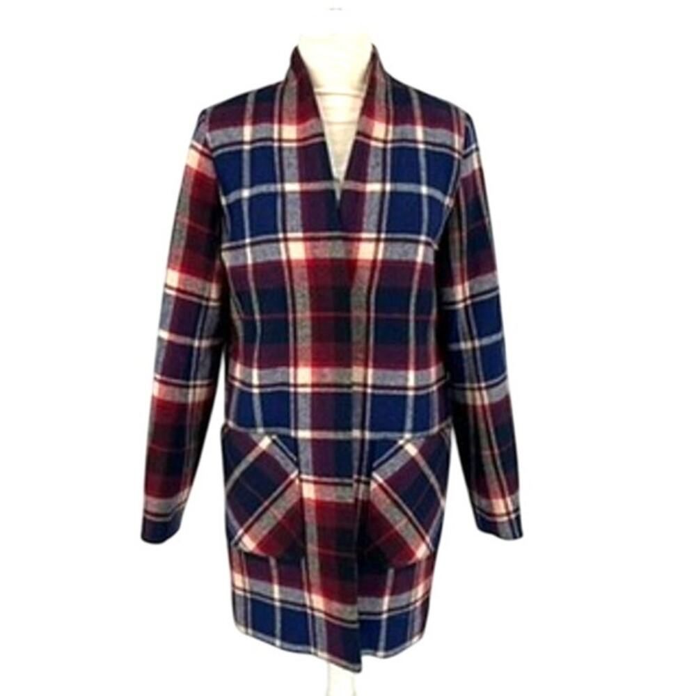 Abercrombie & Fitch Wool Plaid Coat Size Small Red